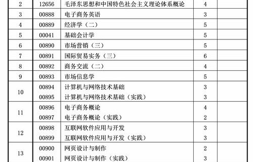 电子商务专业实训规划表